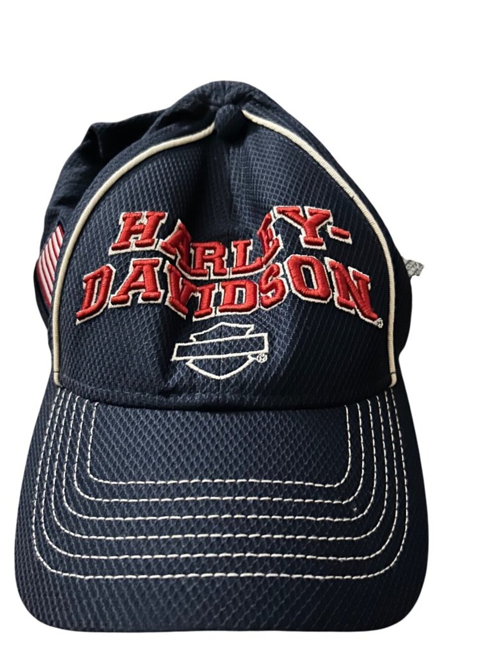 Harley-Davidson Navy Baseball Cap With Embroidered Logo & American Flag Design